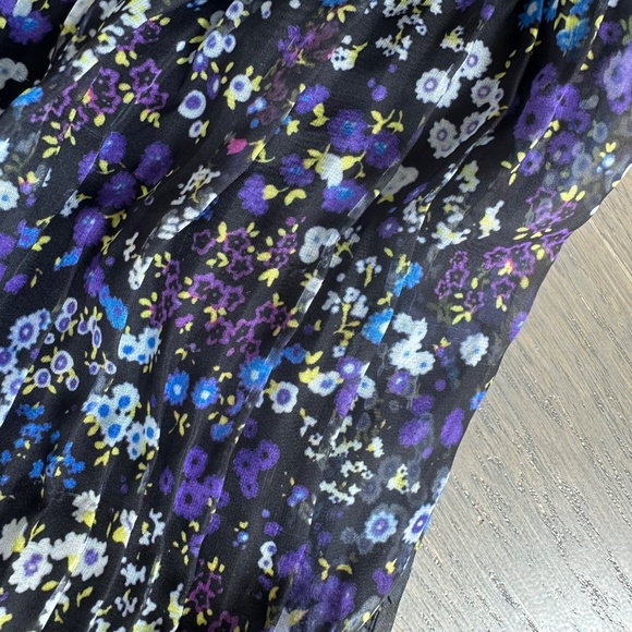 Ieena for Mac Duggal One Shoulder Floral Gown Maxi Dress Purple Chiffon Size 4 - Picture 9 of 13